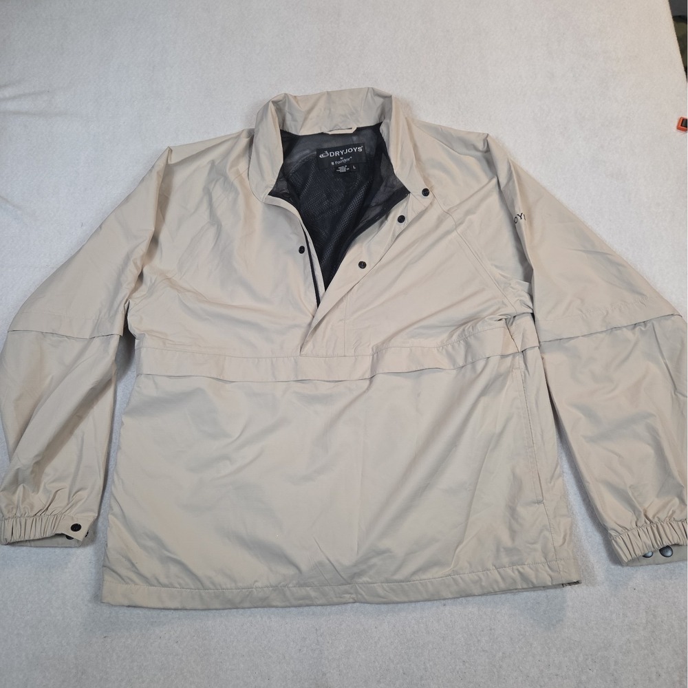 FootJoy DryJoys Men's Large Golf Rain Jacket Convertible S/L Sleeve Beige Belted